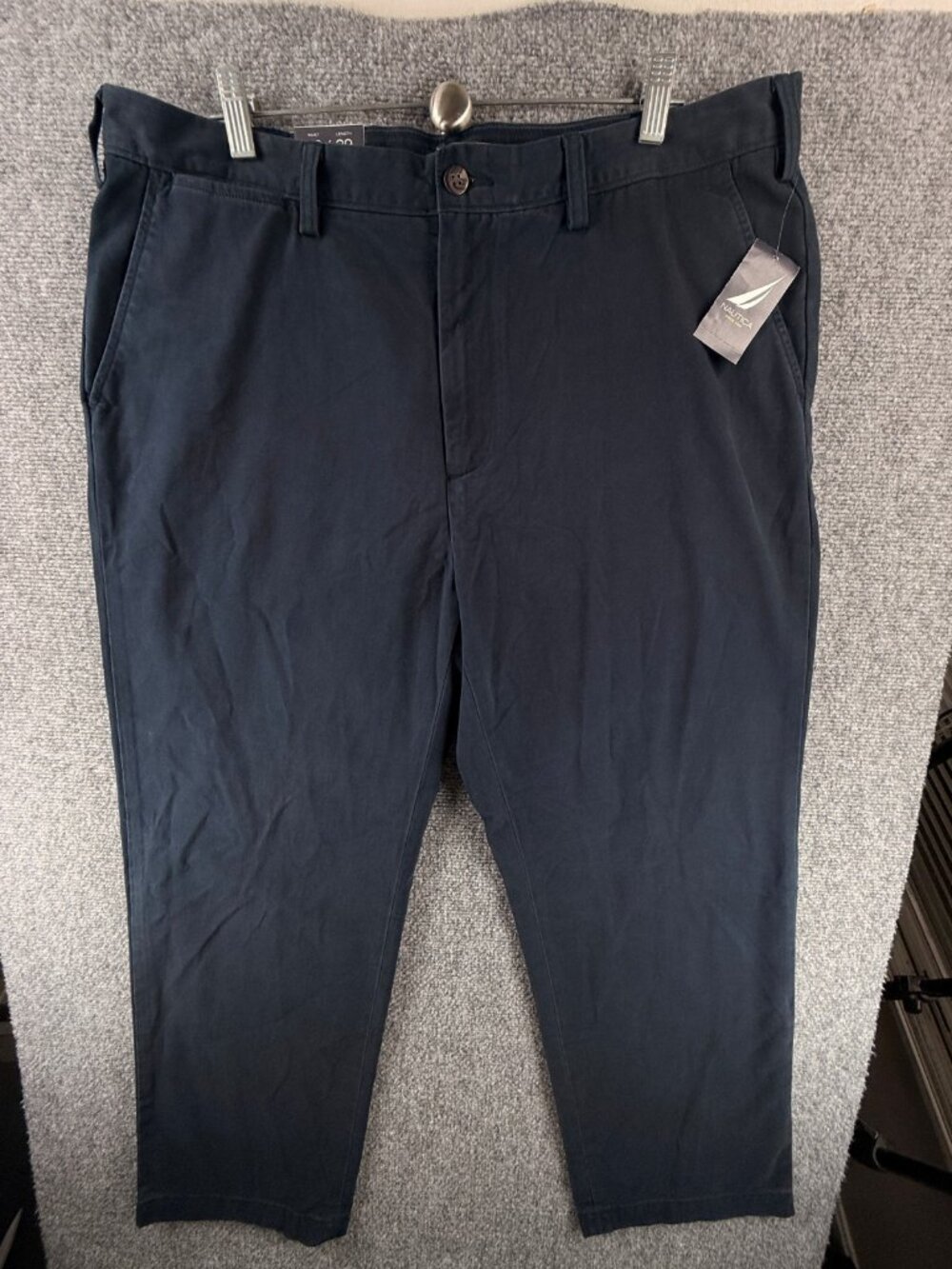NWT Nautica Deck Pants 38x29 Blue Solid Classic Fit Navy Blue Pockets All Cotton